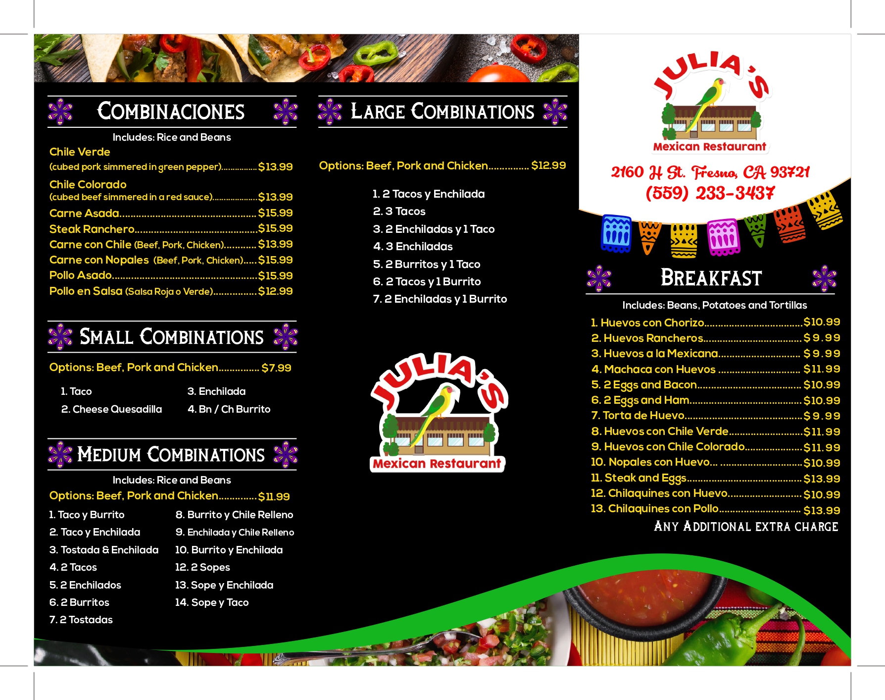 julias mexican restaurant menu